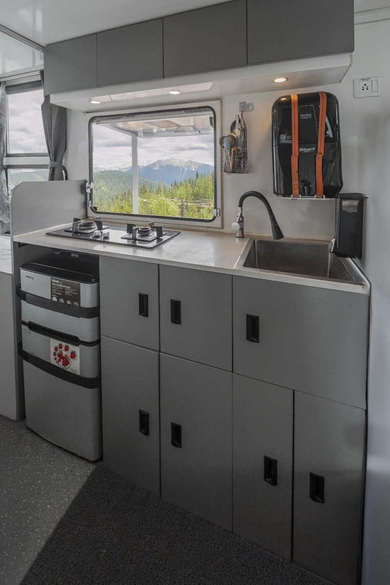 The Explorer kitchen with RO purifier and fridge