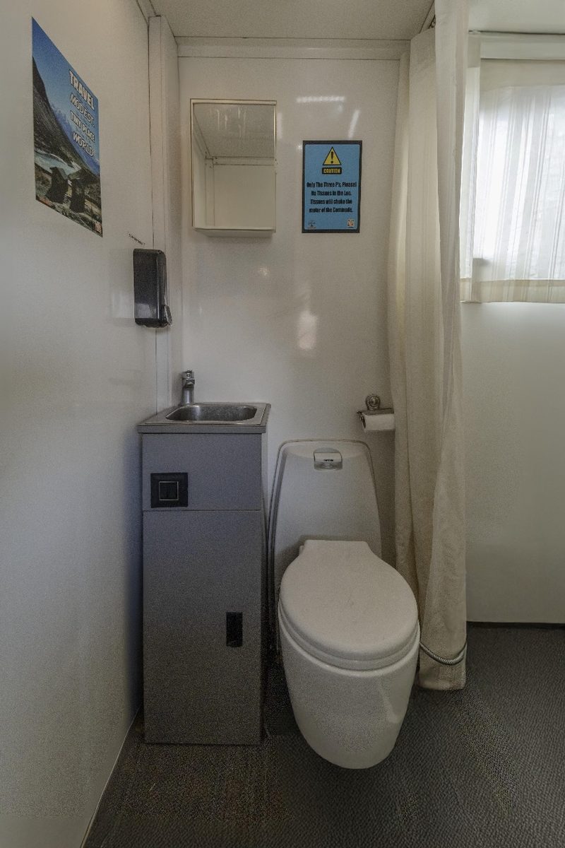 The Explorer bathroom with working WC and wash basin